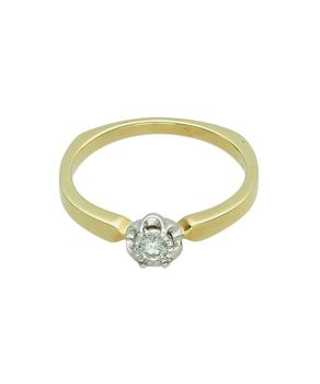 Pierścionek złoty z diamentem 0,08 ct  Złoto 585  Klasyczna korona kwiat.jpg